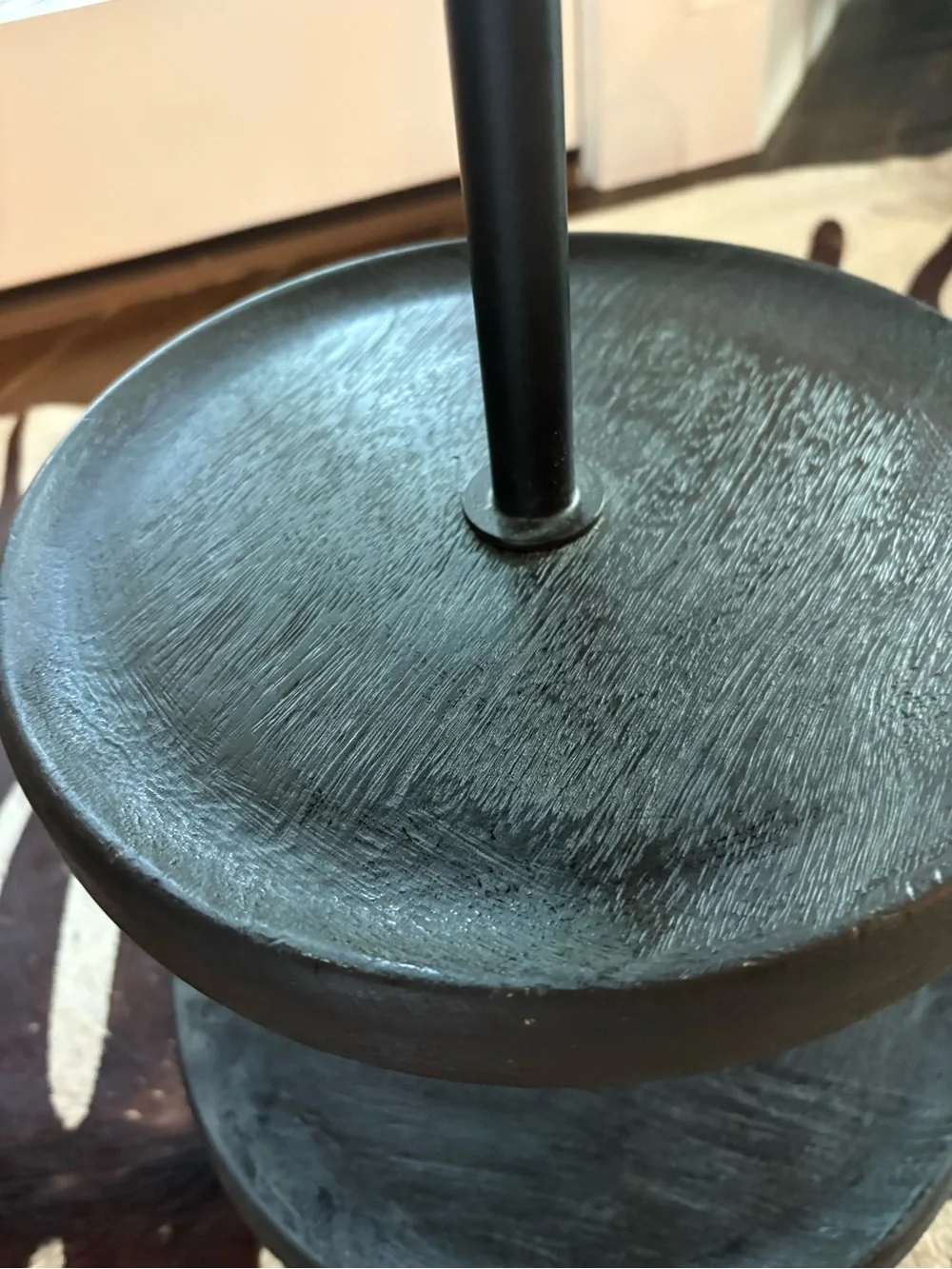 Three-Tier Black Wood Serving Stand